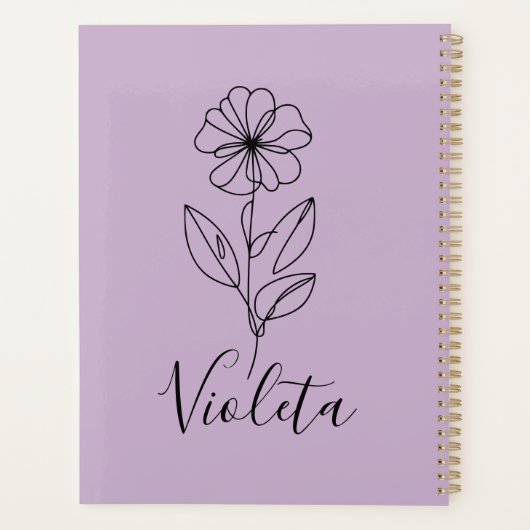 Gepersonaliseerde naam Februari Violet Geboorteblo Planner (Achterkant)