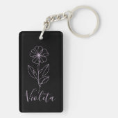 Gepersonaliseerde naam Februari Violet Geboorteblo Sleutelhanger (achterkant)