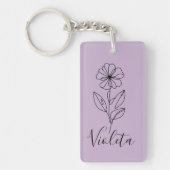 Gepersonaliseerde naam Februari Violet Geboorteblo Sleutelhanger (Voorkant)