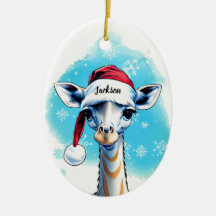 Gepersonaliseerde naam Feestelijke Santa Giraffe K