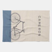 Gepersonaliseerde naam  fiets stijlvol theedoek (Horizontaal)