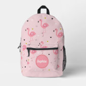 Gepersonaliseerde naam Flamingo Love roze kleur Bedrukte Rugzak (Voorkant)