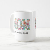 Gepersonaliseerde naam Floral Blessed Mom Koffiemok (Voorkant links)