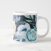Gepersonaliseerde naam Floral Blue Achtergrond Grote Koffiekop (Rechts)