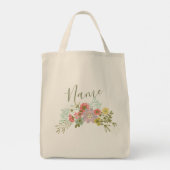 Gepersonaliseerde naam Floral Garden Dames Vrouwen Tote Bag (Achterkant)