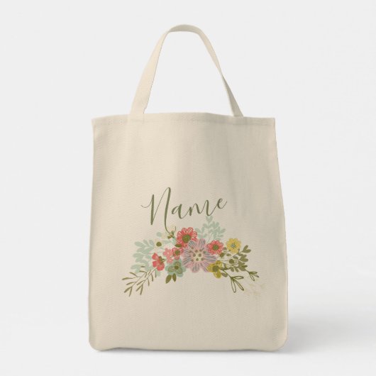 Gepersonaliseerde naam Floral Garden Dames Vrouwen Tote Bag (Achterkant)