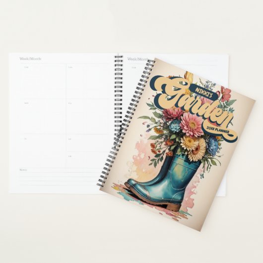 Gepersonaliseerde naam Floral Waterverf Garden Planner (Display)