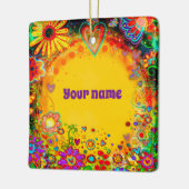 Gepersonaliseerde naam Floral Yellow Inspirivity Keramisch Ornament (Links)