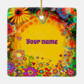 Gepersonaliseerde naam Floral Yellow Inspirivity Keramisch Ornament (Achterkant)