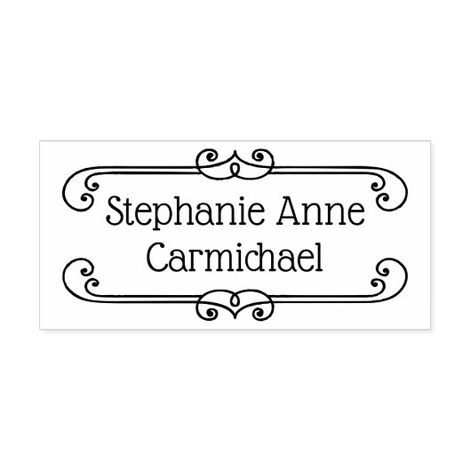 Gepersonaliseerde naam Flourish Lijst Rubberstempel (Afrduk)