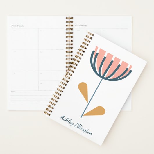 Gepersonaliseerde naam Folk Flower Minimalist Flor Planner (Display)