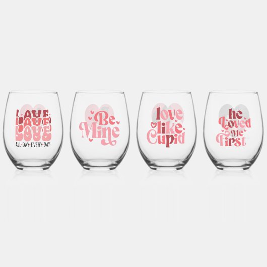 Gepersonaliseerde Naam Foto 4 Paar Quote Wijnglas Zonder Voet (Voorkant)