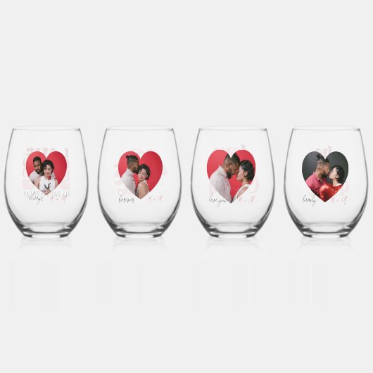 Gepersonaliseerde Naam Foto 4 Paar Quote Wijnglas Zonder Voet (Achterkant)