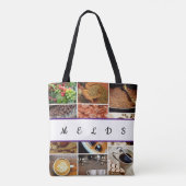 Gepersonaliseerde Naam Foto Collage Coffee Drink B Tote Bag (Achterkant)