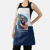 Gepersonaliseerde Naam Foto Donkerblauw Modern Schort (Insitu)