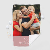 Gepersonaliseerde naam Foto Dusty Roos Roze Golfhanddoek (Insitu)
