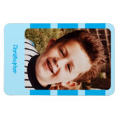 Gepersonaliseerde naam foto toevoegen met blauwe s magneet (Horizontaal)