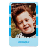 Gepersonaliseerde naam foto toevoegen met blauwe s magneet (Verticaal)