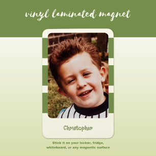 Gepersonaliseerde naam foto toevoegen met groene s magneet