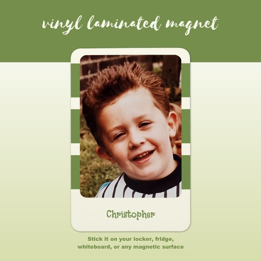 Gepersonaliseerde naam foto toevoegen met groene s magneet