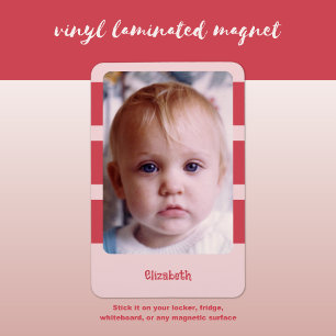 Gepersonaliseerde naam foto toevoegen met roze str magneet