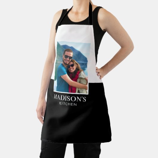 Gepersonaliseerde Naam Foto Zwart Wit Schort (Insitu)