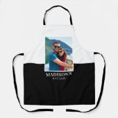 Gepersonaliseerde Naam Foto Zwart Wit Schort (Voorkant)