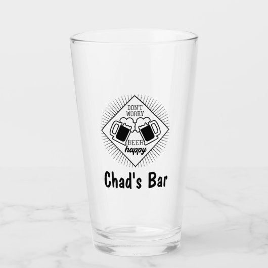 Gepersonaliseerde naam Funny Bar Bierglas Glas (Voorkant)