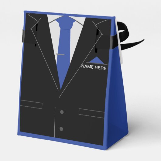 Gepersonaliseerde Naam Funny Business Suit Stropda Bedankdoosjes (Achterkant)