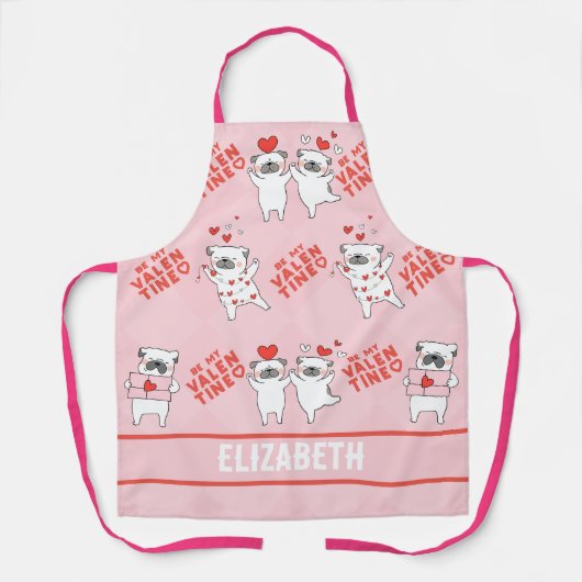 Gepersonaliseerde naam Funny Dog Pink Schort (Voorkant)