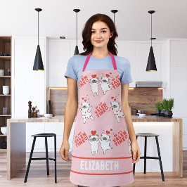 Gepersonaliseerde naam Funny Dog Pink Schort