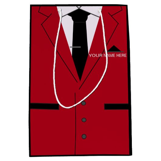 Gepersonaliseerde naam Funny Gift Bag Rood Pak en  Medium Cadeauzakje (Voorkant)