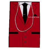 Gepersonaliseerde naam Funny Gift Bag Rood Pak en  Medium Cadeauzakje (Achterkant)
