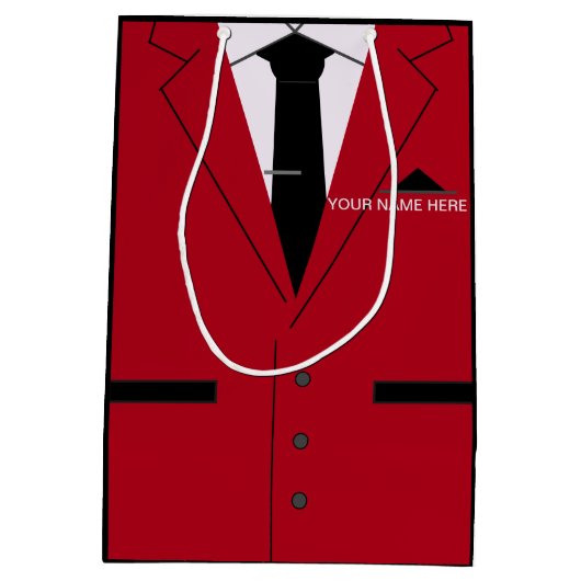 Gepersonaliseerde naam Funny Gift Bag Rood Pak en  Medium Cadeauzakje (Achterkant)