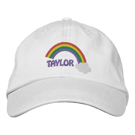 Gepersonaliseerde naam Gay Pride Rainbow Geborduurde Pet (Voorkant)