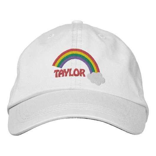 Gepersonaliseerde naam Gay Pride Rainbow Geborduurde Pet (Voorkant)