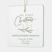 Gepersonaliseerde naam Geboorte begint mijn eerste Keramisch Ornament (Links)