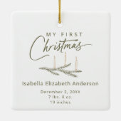 Gepersonaliseerde naam Geboorte begint mijn eerste Keramisch Ornament (Achterkant)