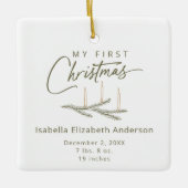 Gepersonaliseerde naam Geboorte begint mijn eerste Keramisch Ornament (Voorkant)