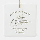 Gepersonaliseerde naam Geboorte begint mijn eerste Keramisch Ornament (Achterkant)