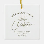 Gepersonaliseerde naam Geboorte begint mijn eerste Keramisch Ornament (Voorkant)