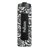 Gepersonaliseerde Naam Geboortebloem Roos 16 oz Thermosbeker (Voorkant)