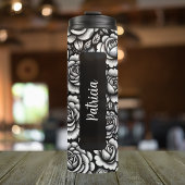 Gepersonaliseerde Naam Geboortebloem Roos 16 oz Thermosbeker