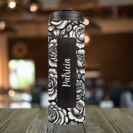 Gepersonaliseerde Naam Geboortebloem Roos 16 oz Thermosbeker