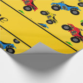 Gepersonaliseerde naam geel atv patroon cadeaupapier (Hoek)