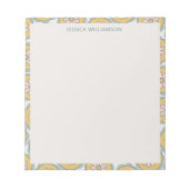 Gepersonaliseerde naam Geel Bloemen Pastelrand Notitieblok (Voorkant)