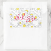 gepersonaliseerde naam geel daisy patroon modern rechthoekige sticker (Tas)