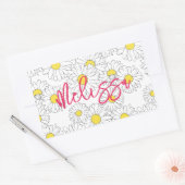 gepersonaliseerde naam geel daisy patroon modern rechthoekige sticker (Envelop)