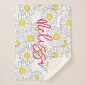 gepersonaliseerde naam geel daisy patroon modern sherpa deken (Voorkant)