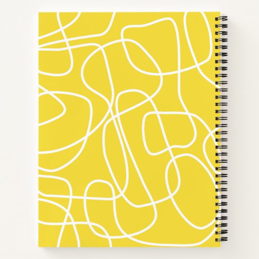 Gepersonaliseerde Naam Geel Grijs Abstracte Lijn K Notitieboek (Achterkant)